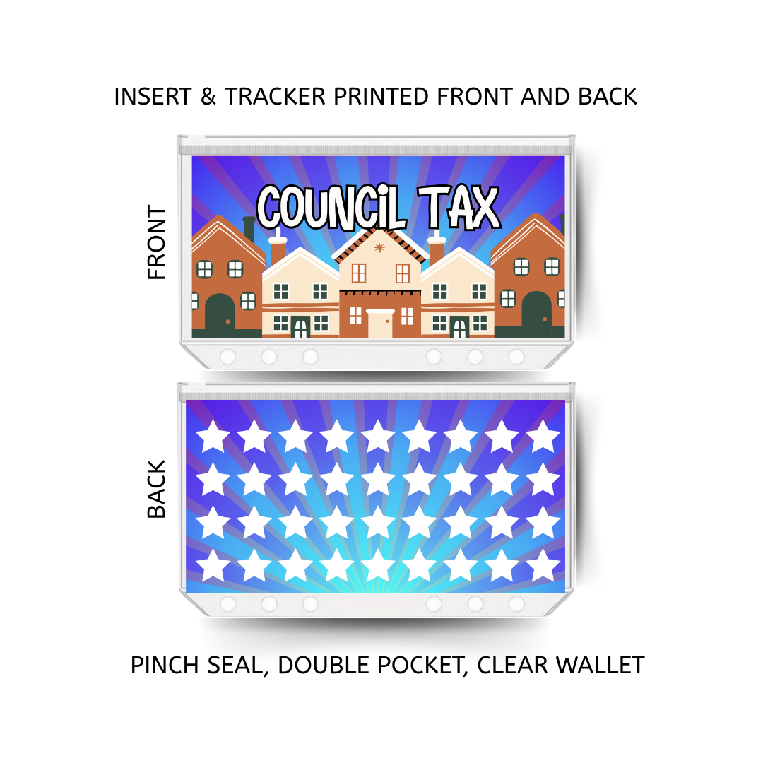 COUNCIL TAX savings double insert & tracker plus a clear, twin pocket, pinch seal wallet