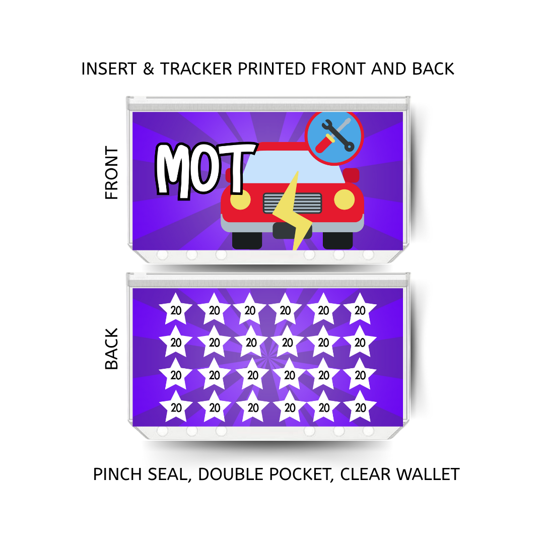 MOT savings double insert & tracker plus a clear, twin pocket, pinch seal wallet