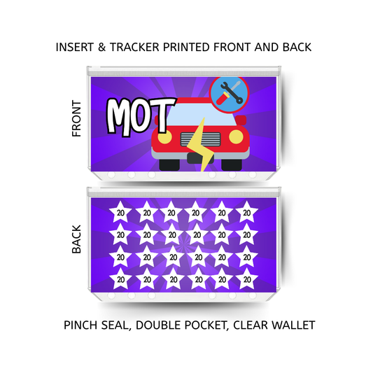 MOT savings double insert & tracker plus a clear, twin pocket, pinch seal wallet