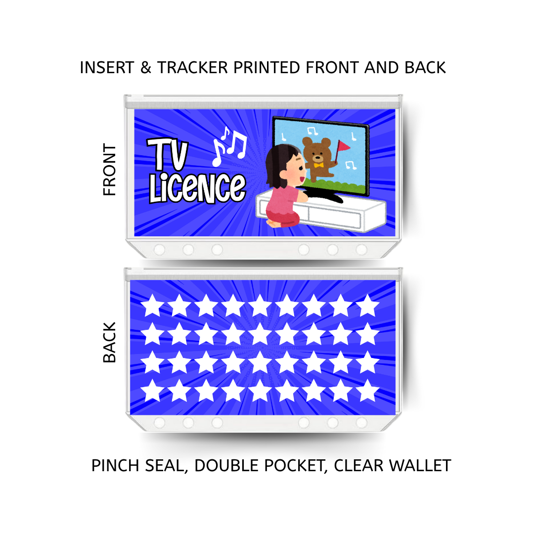 TV LICENCE savings double insert & tracker plus a clear, twin pocket, pinch seal wallet