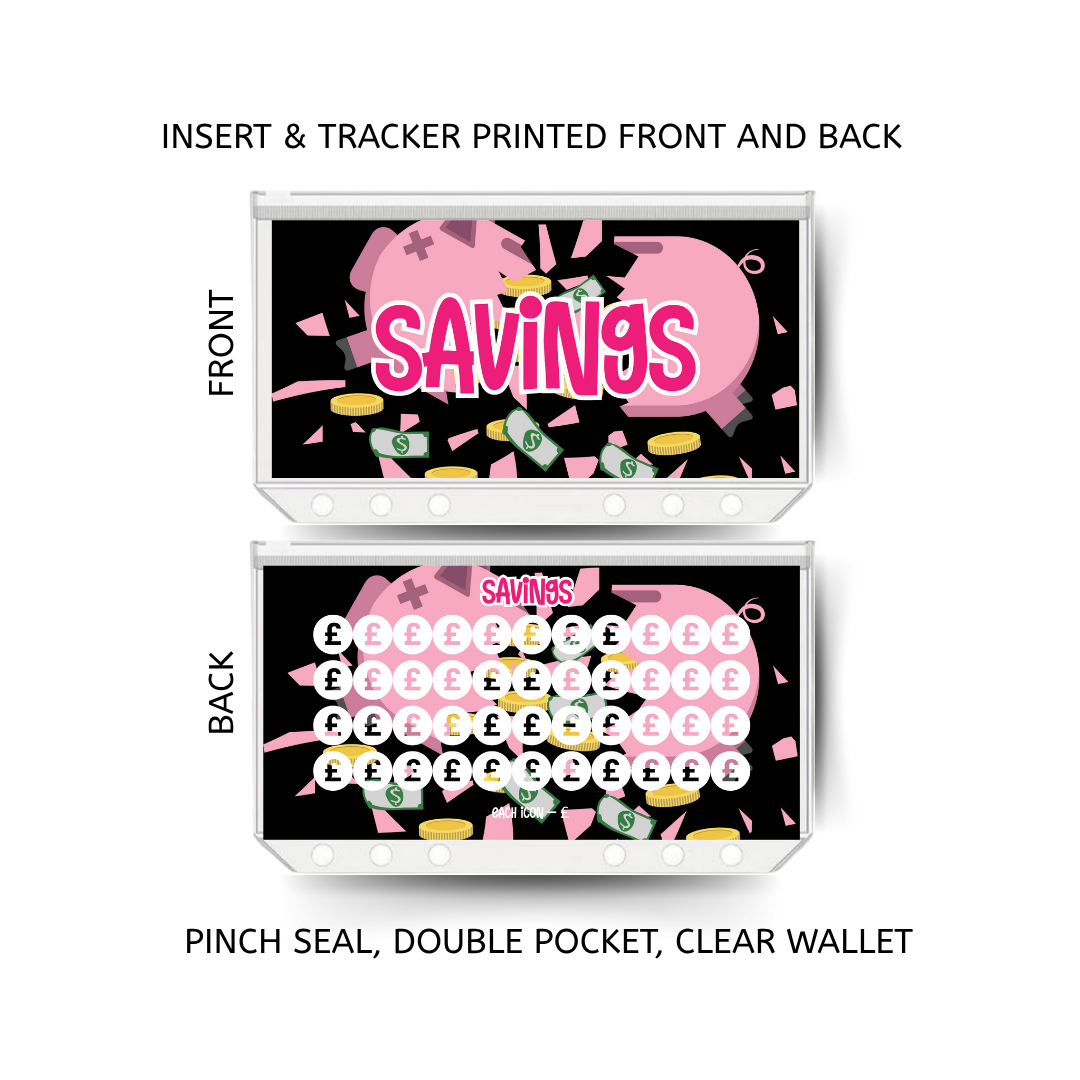 SAVINGS double insert & tracker plus a clear, twin pocket, pinch seal wallet