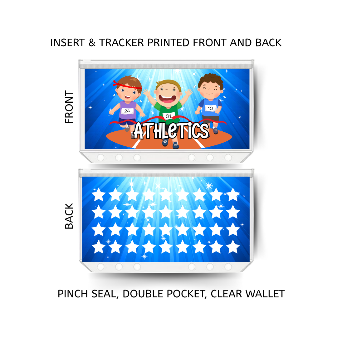 ATHLETICS savings double insert & tracker plus a clear, twin pocket, pinch seal wallet