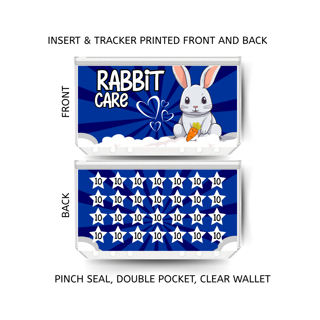 RABBIT CARE savings double insert & tracker plus a clear, twin pocket, pinch seal wallet