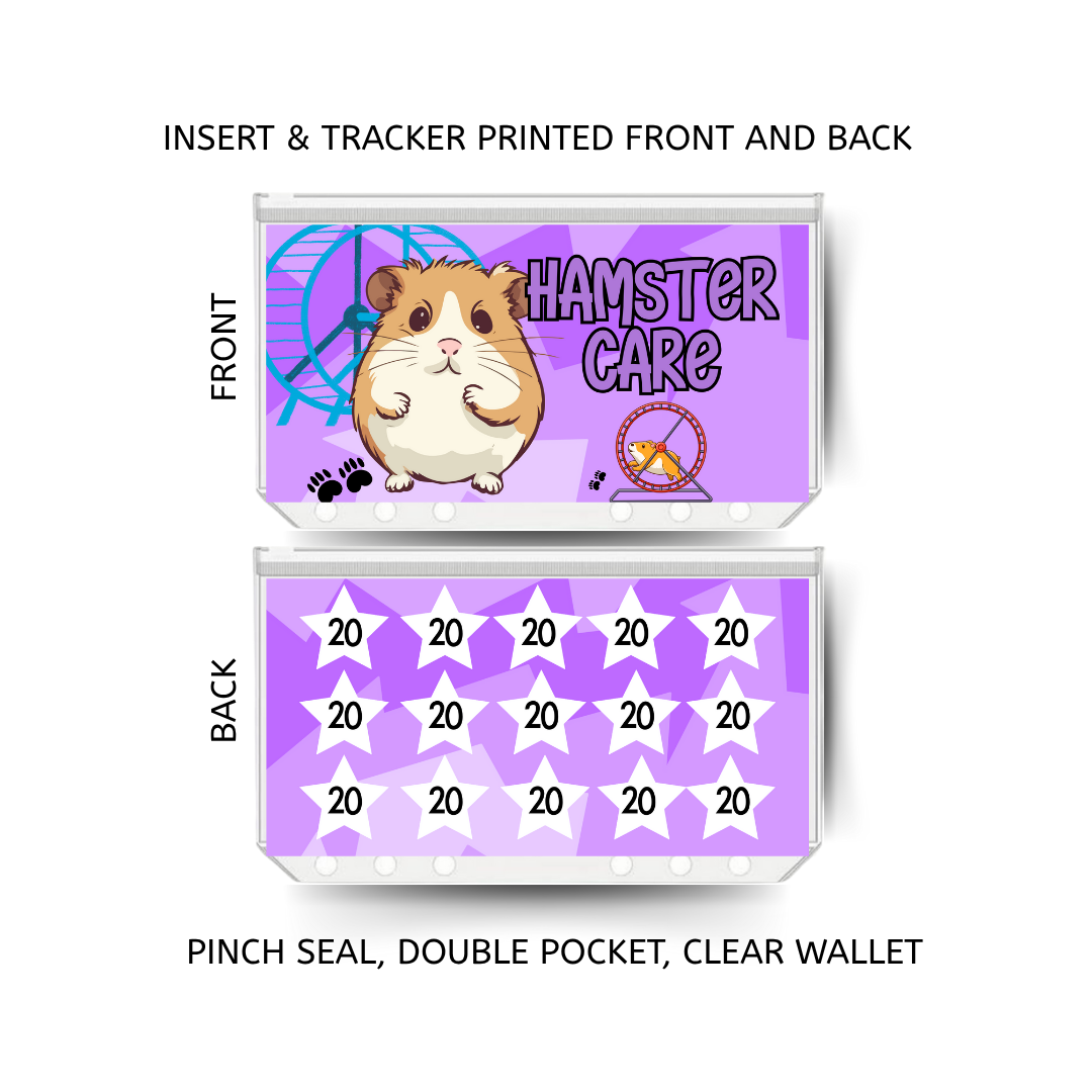 HAMSTER CARE savings double insert & tracker plus a clear, twin pocket, pinch seal wallet