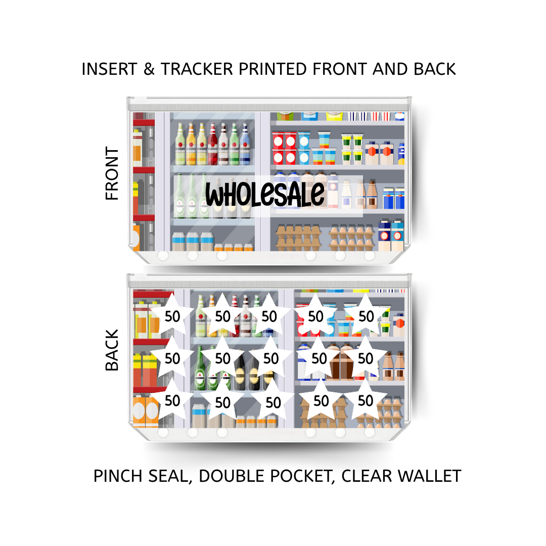 WHOLESALE savings double insert & tracker plus a clear, twin pocket, pinch seal wallet