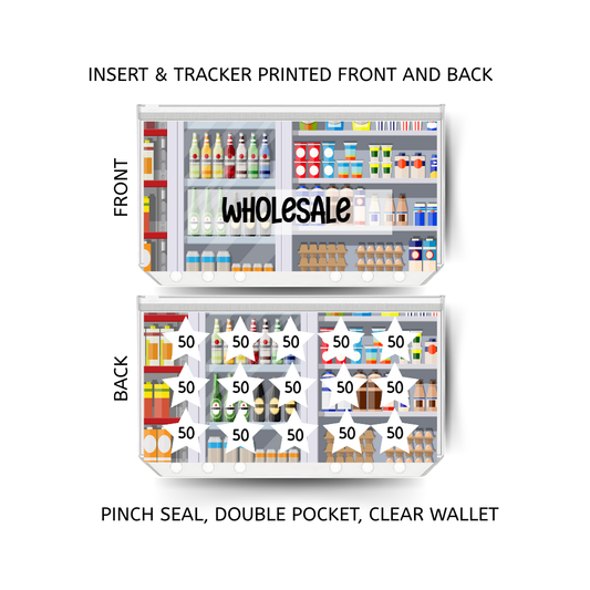 WHOLESALE savings double insert & tracker plus a clear, twin pocket, pinch seal wallet
