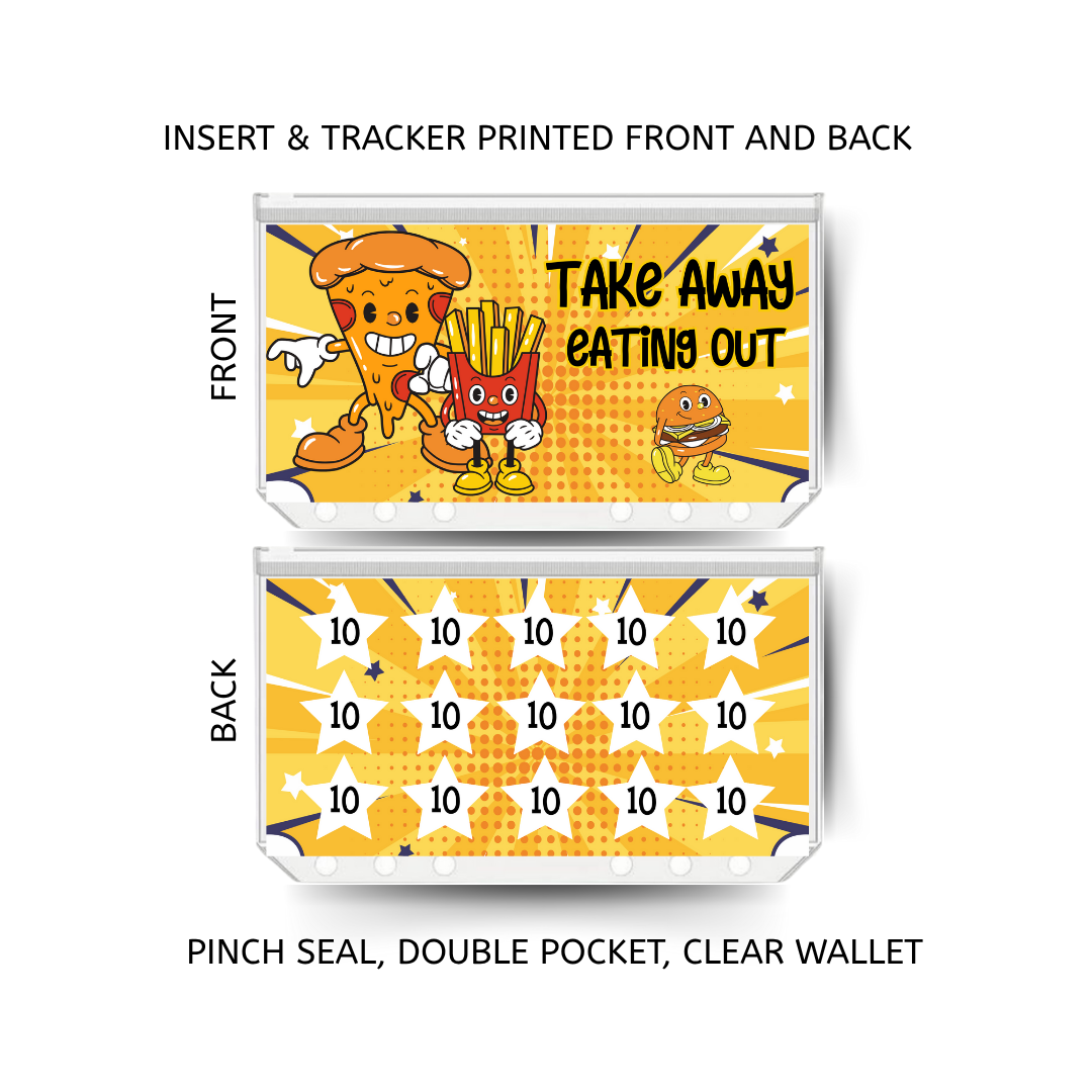 TAKE AWAY savings double insert & tracker plus a clear, twin pocket, pinch seal wallet