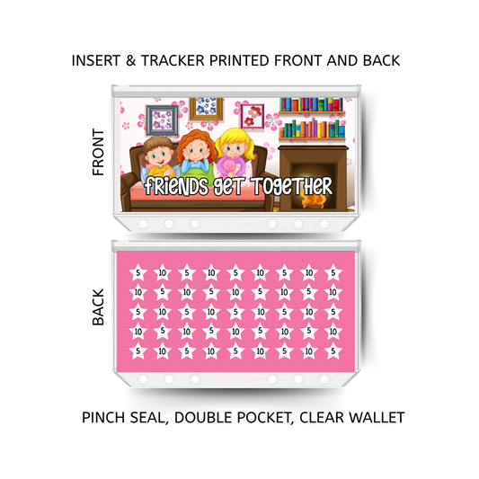 FRIENDS GET TOGETHER savings double insert & tracker plus a clear, twin pocket, pinch seal wallet