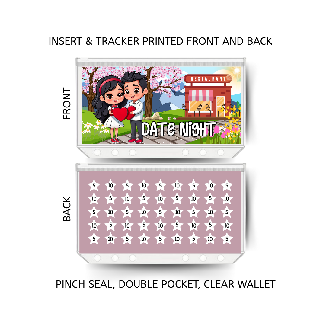 DATE NIGHT savings double insert & tracker plus a clear, twin pocket, pinch seal wallet