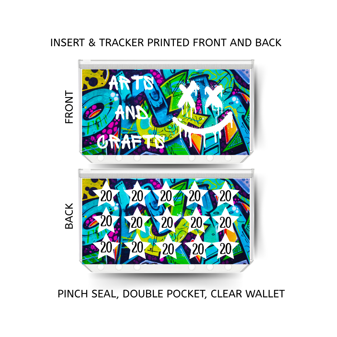 ARTS AND CRAFTS savings double insert & tracker plus a clear, twin pocket, pinch seal wallet