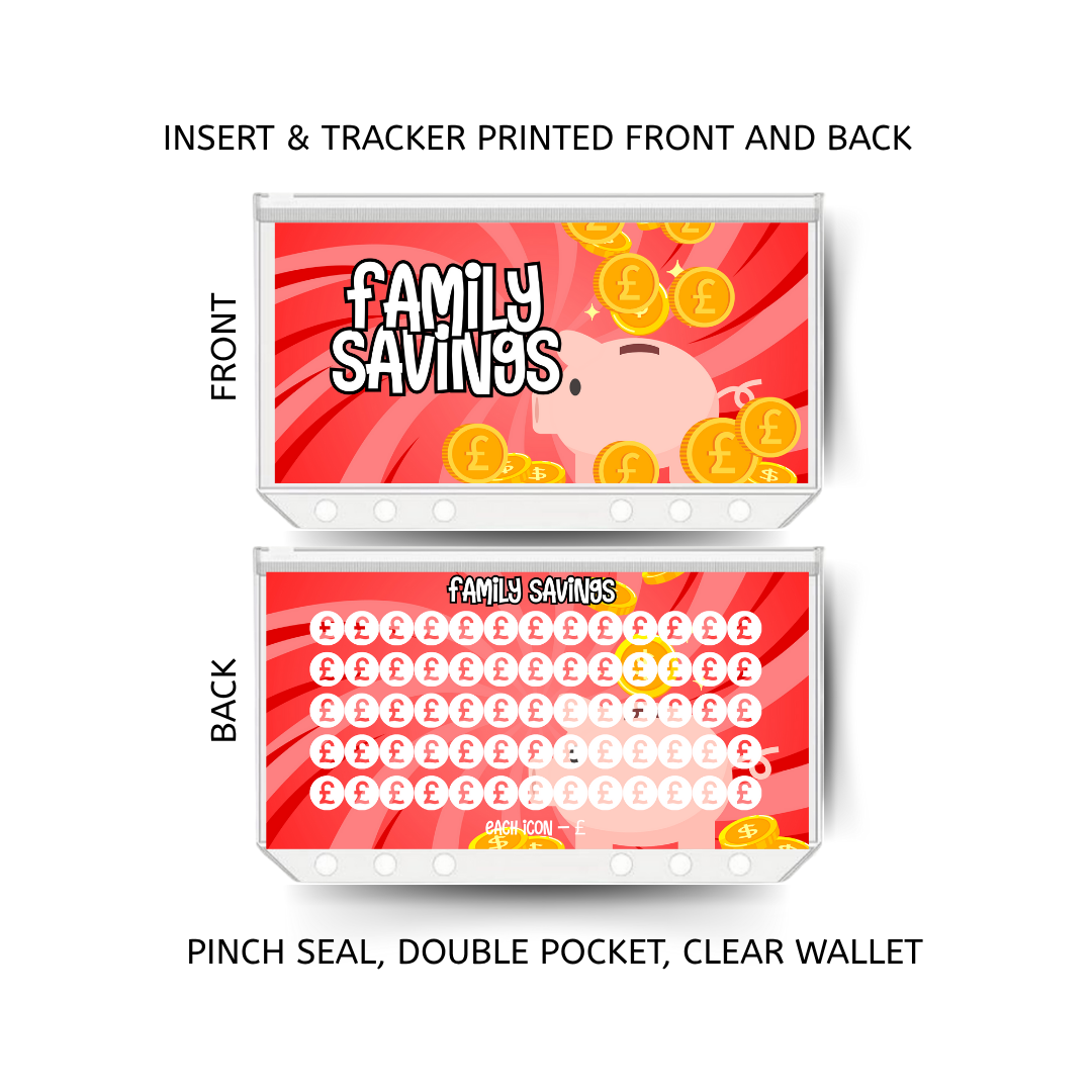FAMILY SAVINGS double insert & tracker plus a clear, twin pocket, pinch seal wallet