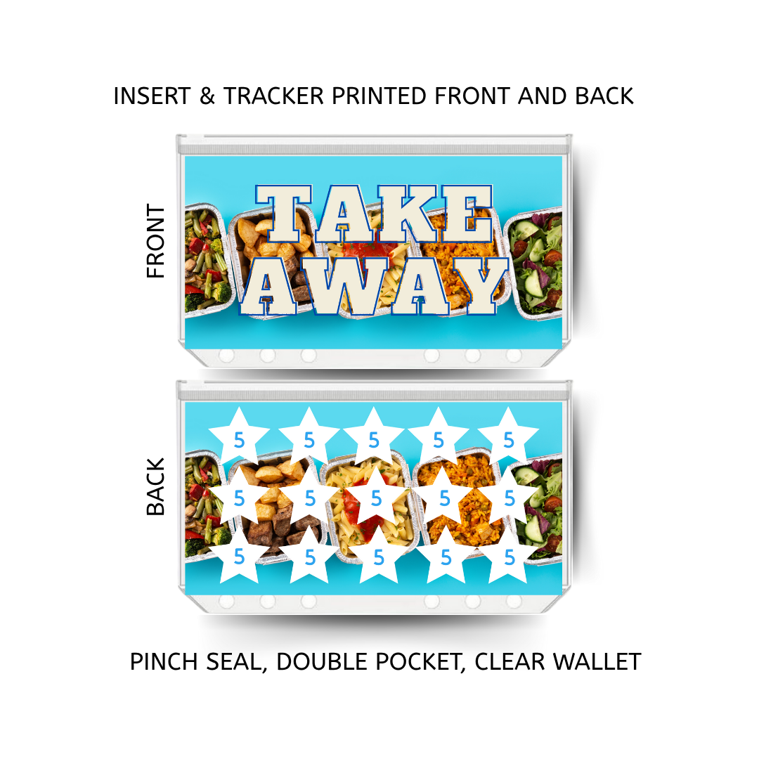 TAKE AWAY savings double insert & tracker plus a clear, twin pocket, pinch seal wallet
