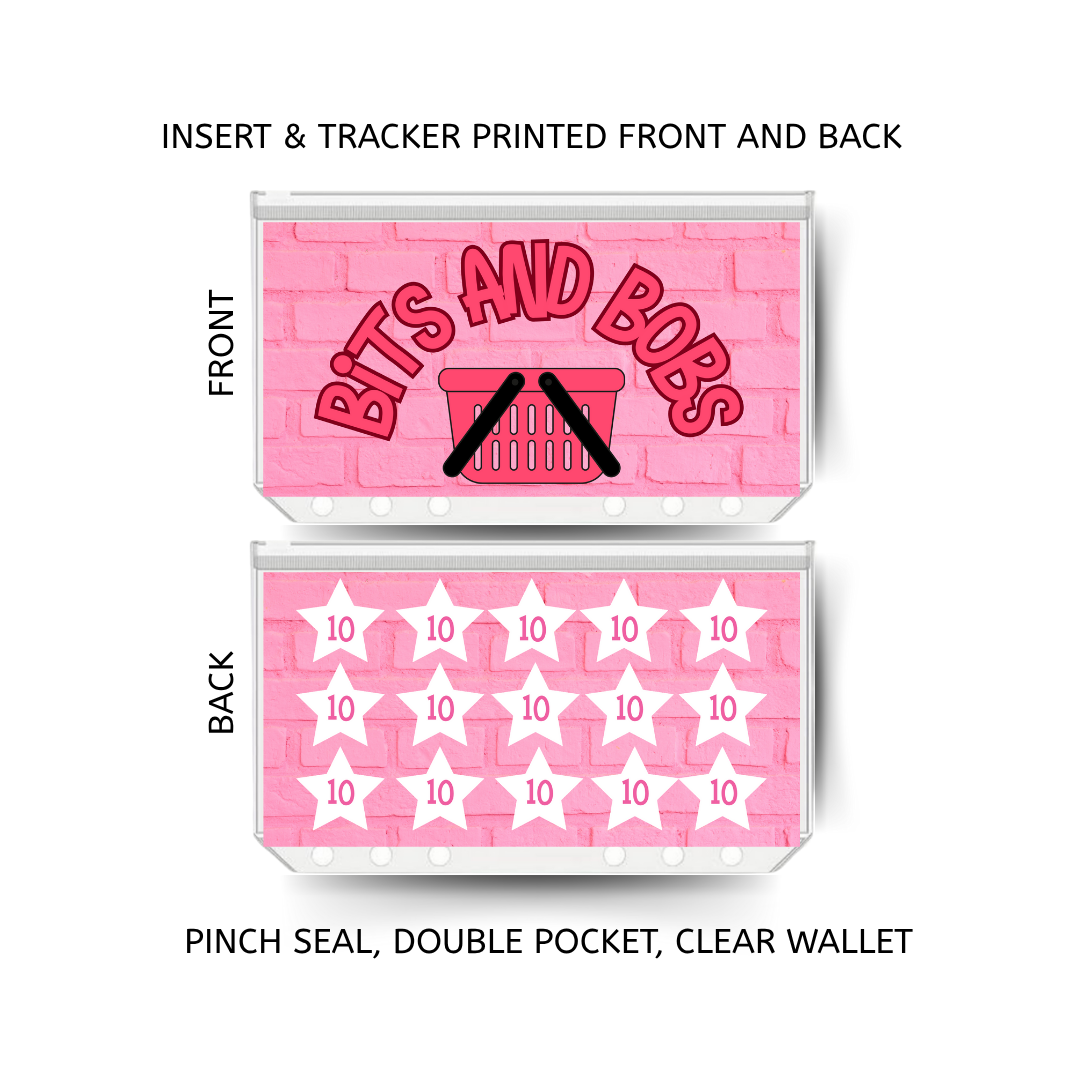 BITS AND BOBS savings double insert & tracker plus a clear, twin pocket, pinch seal wallet
