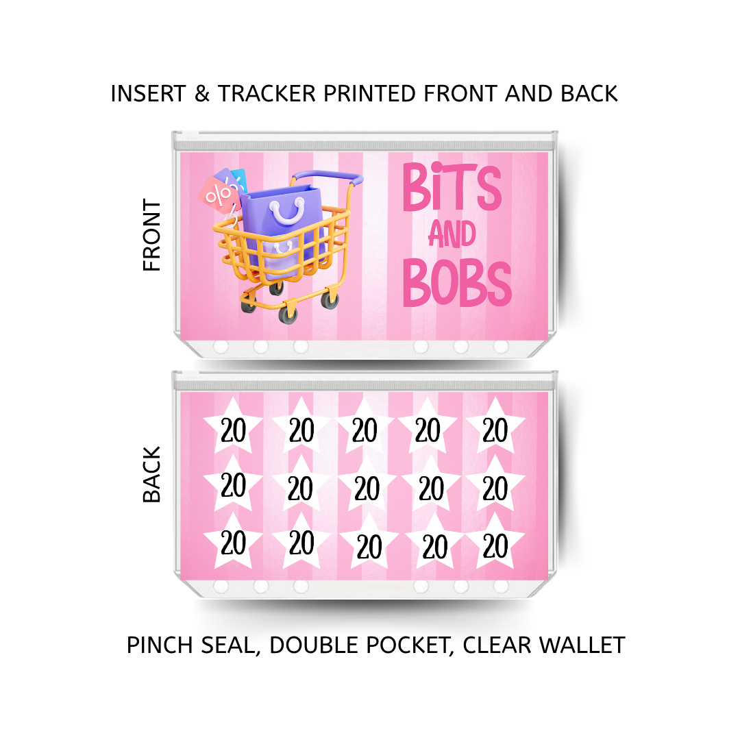 BITS N BOBS savings double insert & tracker plus a clear, twin pocket, pinch seal wallet
