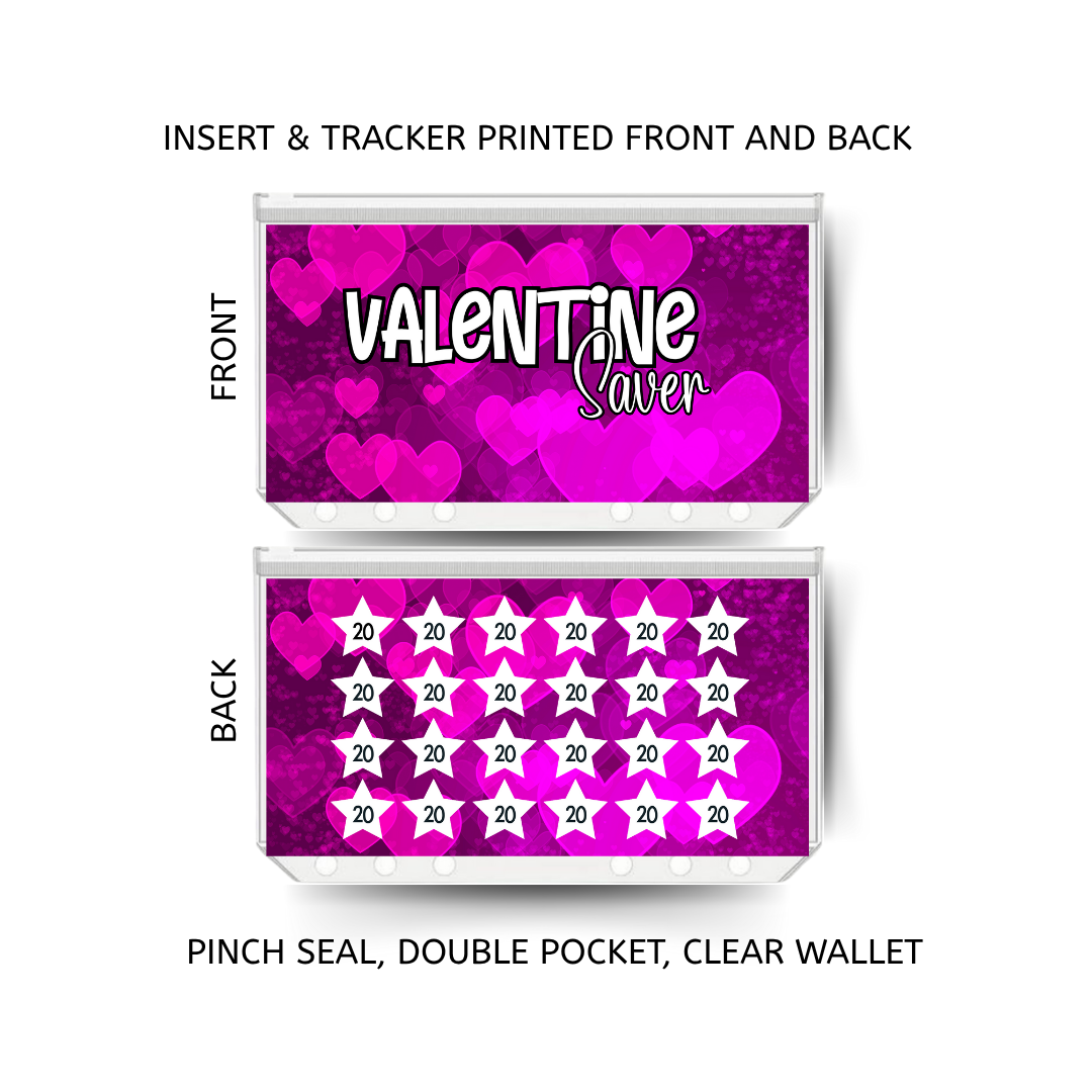 VALENTINE savings double insert & tracker plus a clear, twin pocket, pinch seal wallet