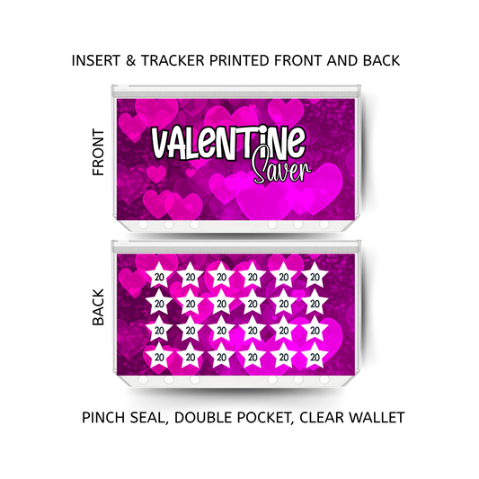 VALENTINE savings double insert & tracker plus a clear, twin pocket, pinch seal wallet