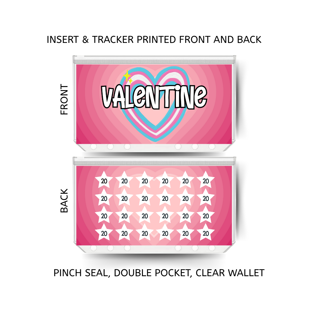 VALENTINE savings double insert & tracker plus a clear, twin pocket, pinch seal wallet