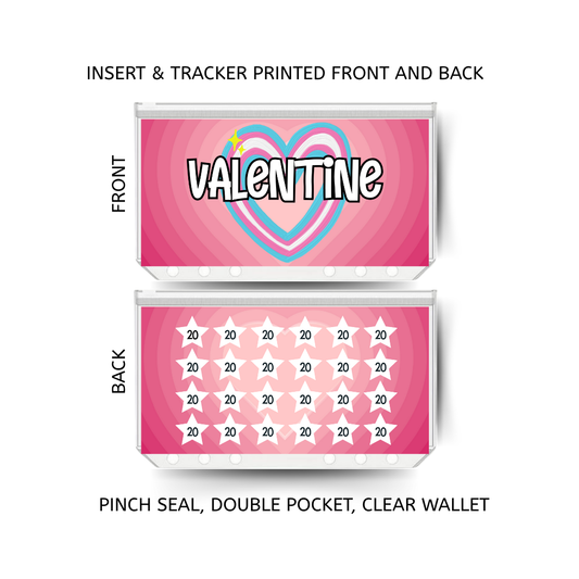 VALENTINE savings double insert & tracker plus a clear, twin pocket, pinch seal wallet