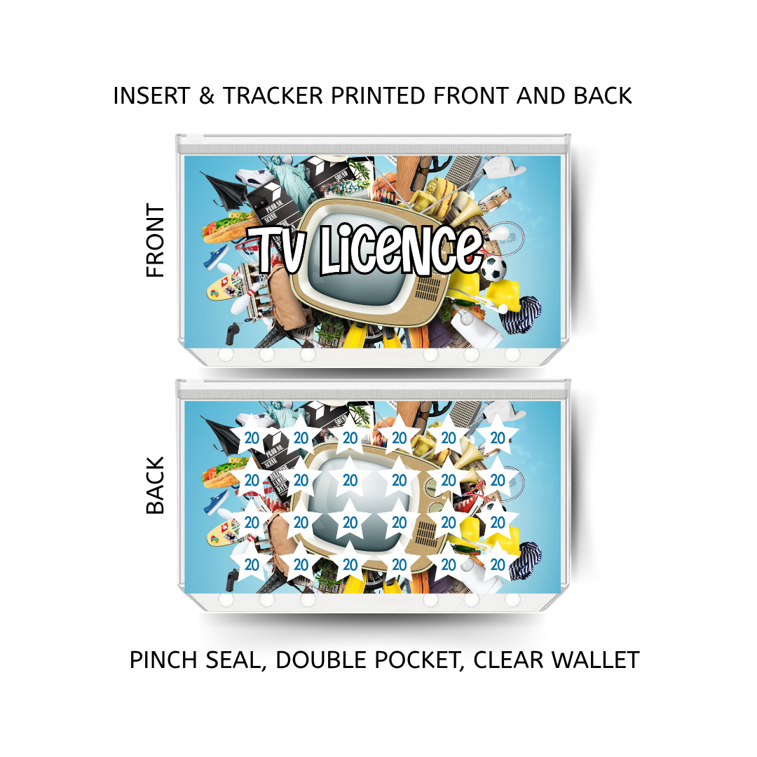 TV LICENCE savings double insert & tracker plus a clear, twin pocket, pinch seal wallet