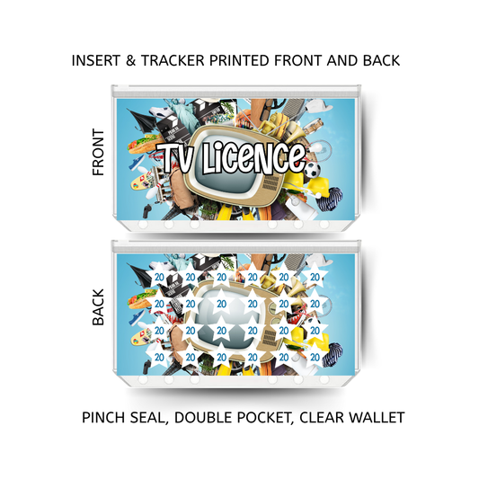 TV LICENCE savings double insert & tracker plus a clear, twin pocket, pinch seal wallet