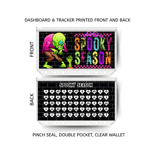 SPOOKY SEASON savings double insert & tracker plus a clear, twin pocket, pinch seal wallet for A6 binder