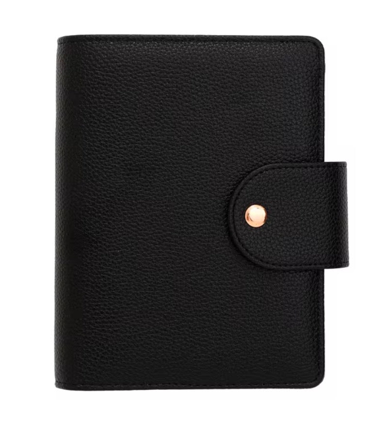 A6 PEBBLE LEATHER, LUXURY BUDGET BINDER, WIDE STRAP
